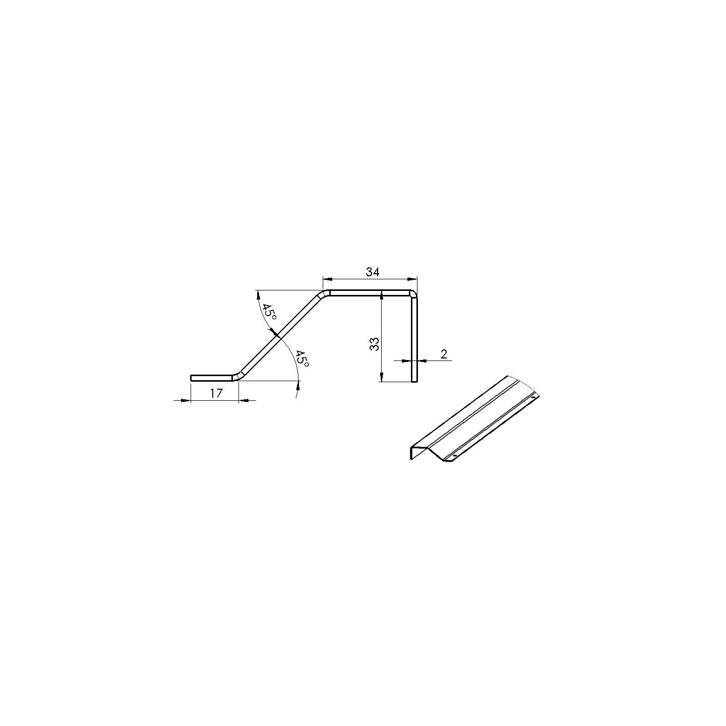 Barre de seuil rénovation pour sol plat L2500