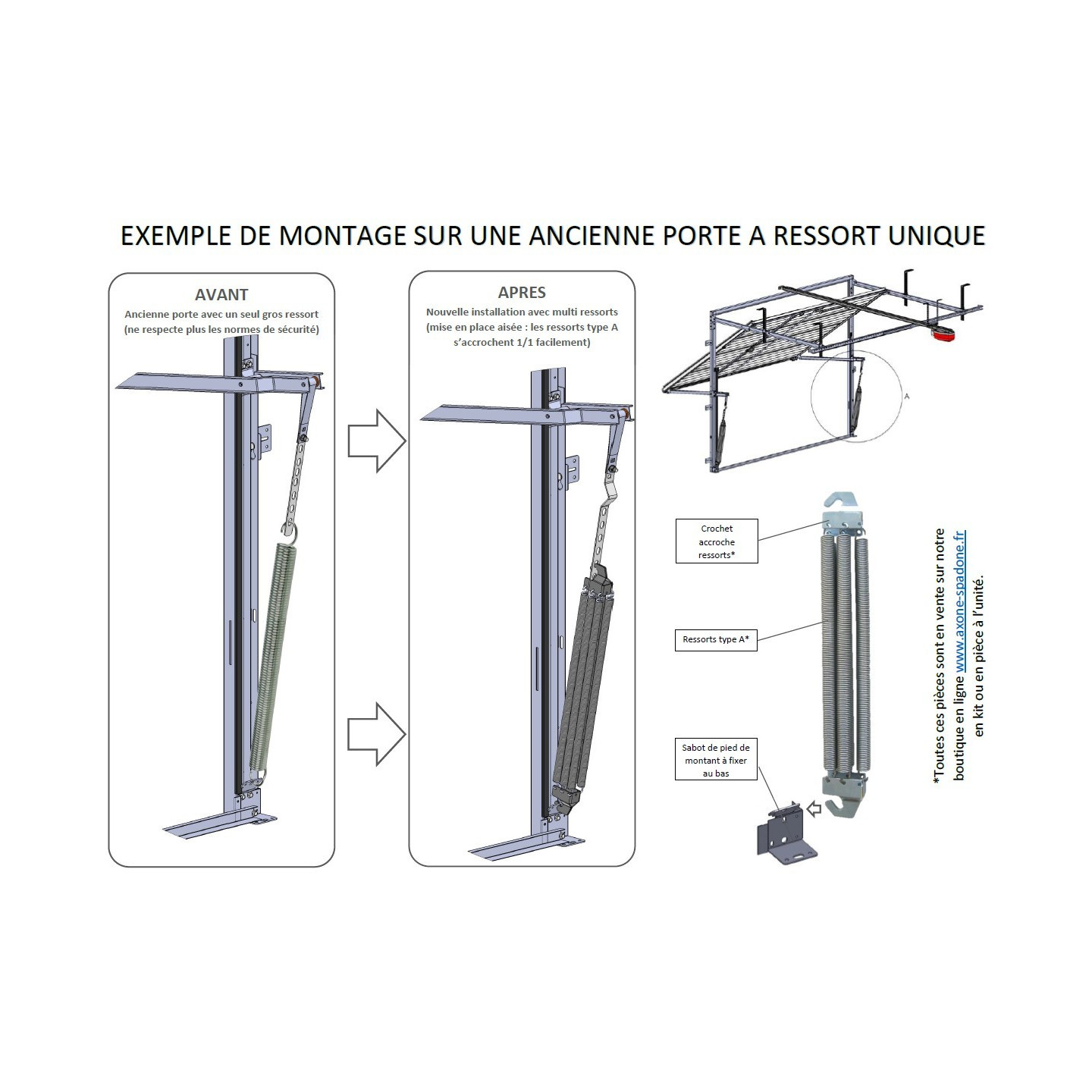Crochet Accroche Ressorts Basculante (la paire)