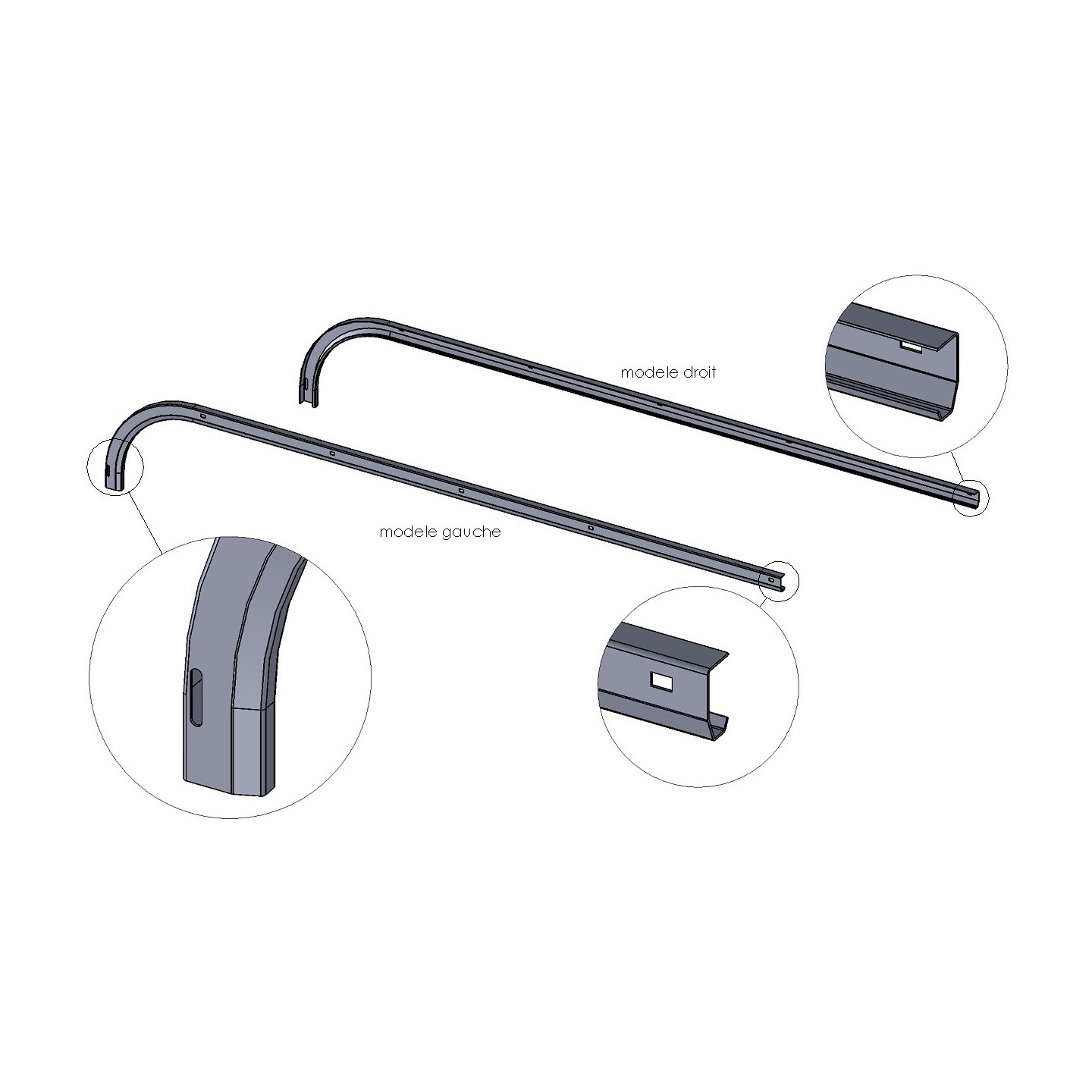 MonoRails Horizontaux Sectionnelle Porte Hauteur 2000-2125 L2630
