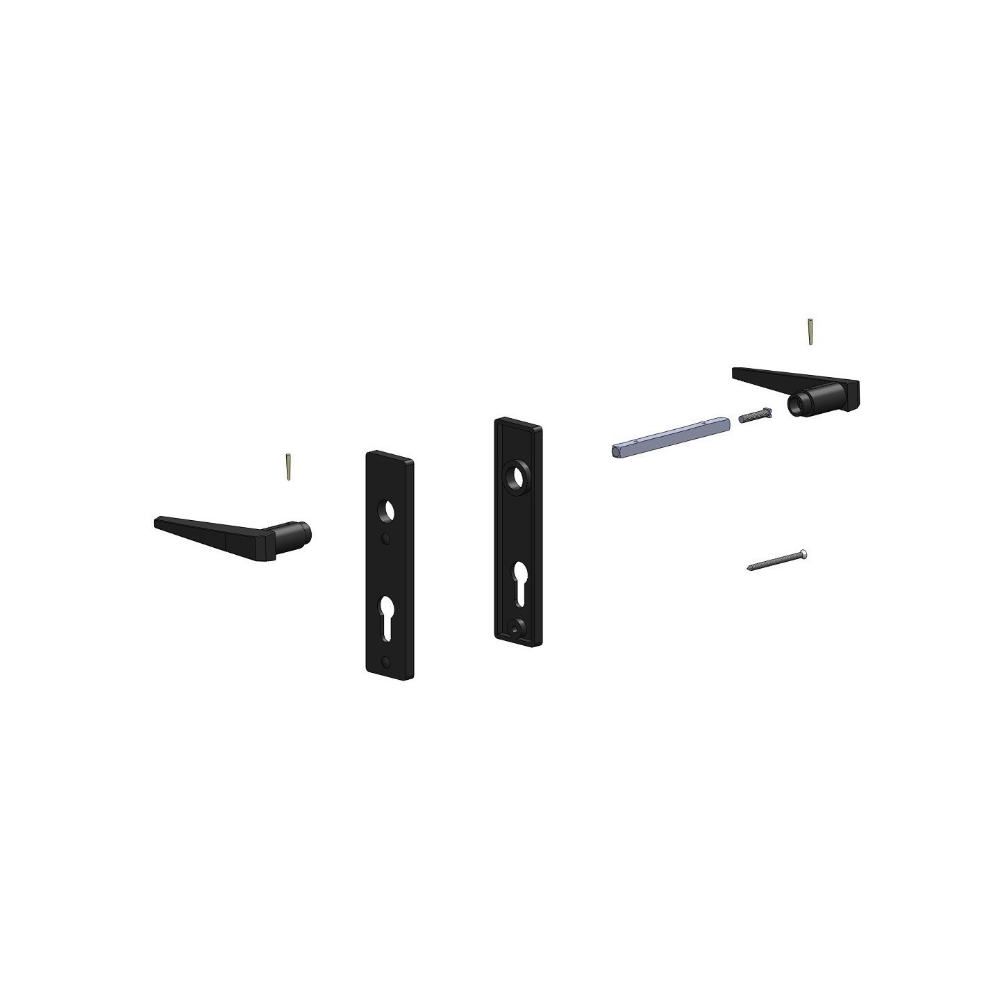 Poignées et béquille en PVC noir pour portillon de porte de garage