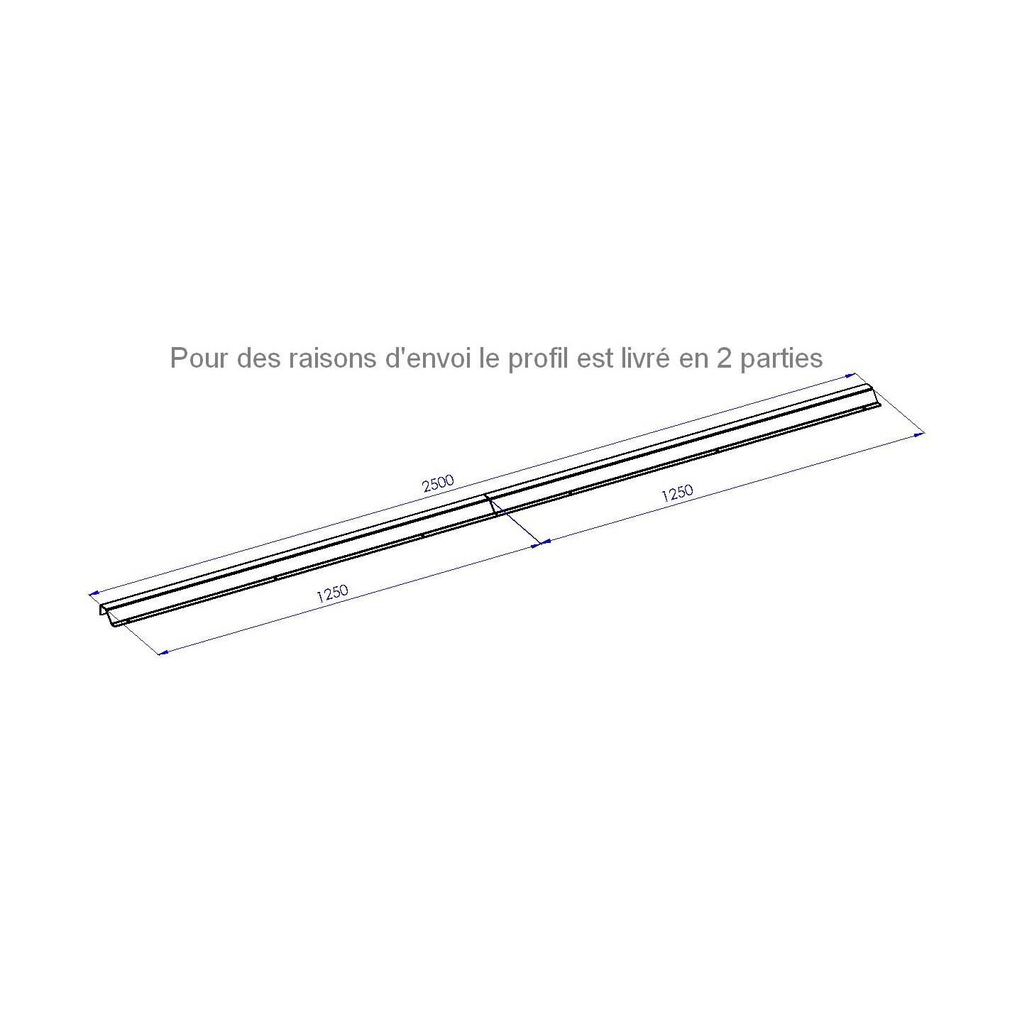 Barre de seuil rénovation pour sol plat L2500