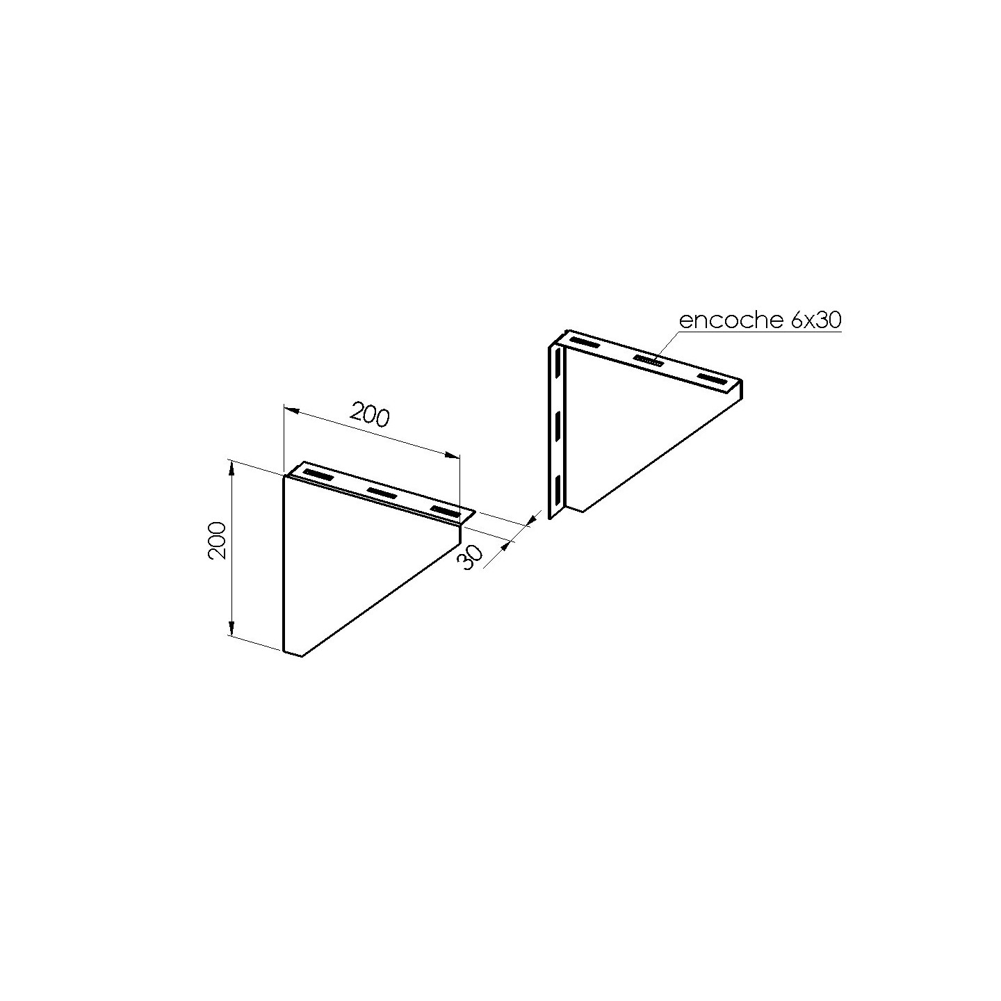 Equerre Métallique Etagère Murale cotes 200x200