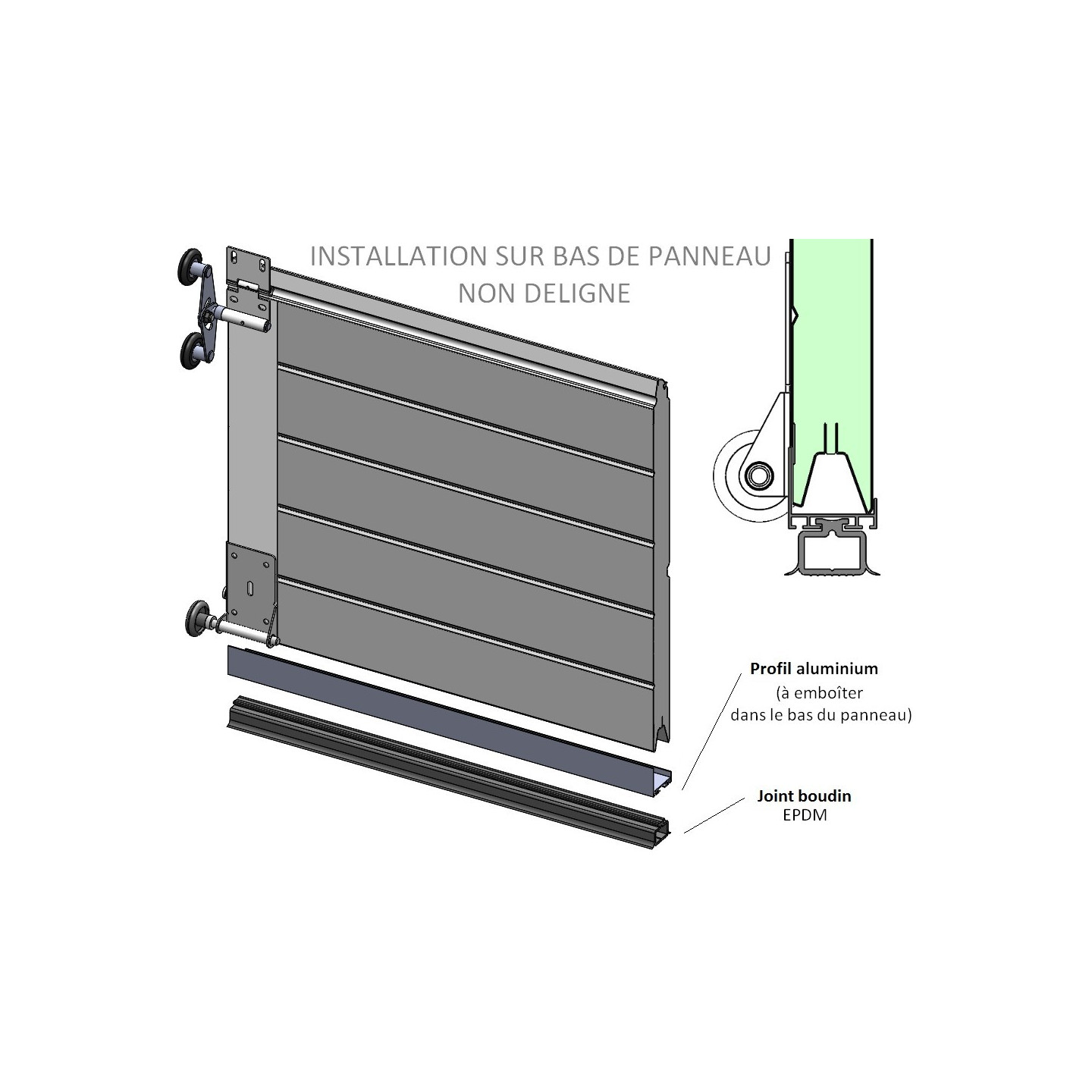Profil Aluminium Support Joint Boudin EPDM
