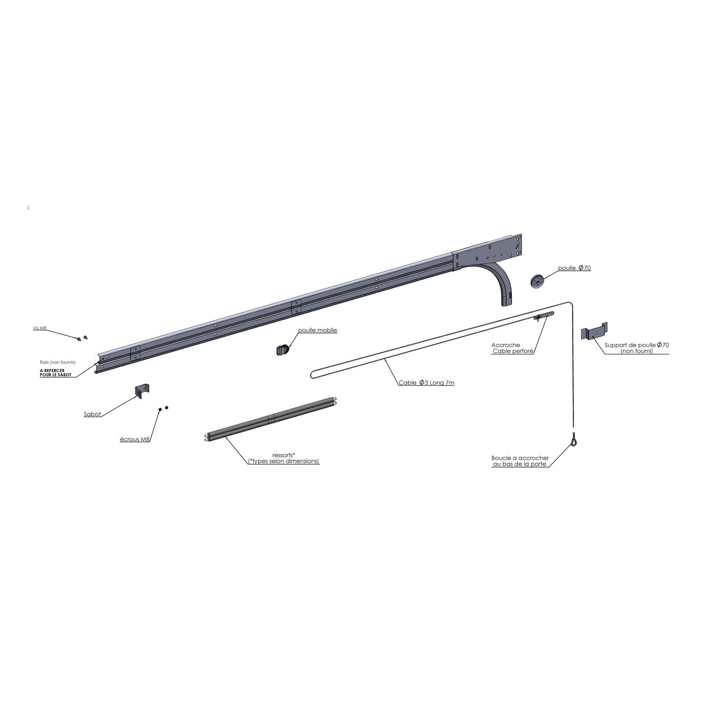 Kit de remplacement ressorts de torsion porte isolée 40mm