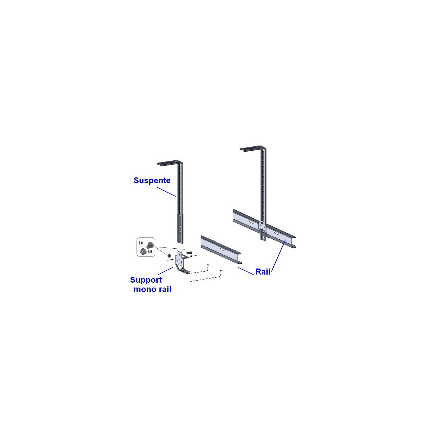 Equerre de suspente 450 + Support de rail