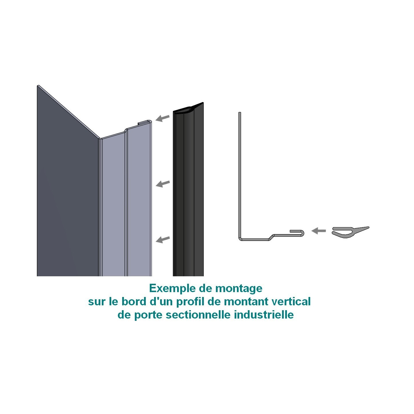 Joint à lèvre bord de tôle sur sectionnelle industrielle