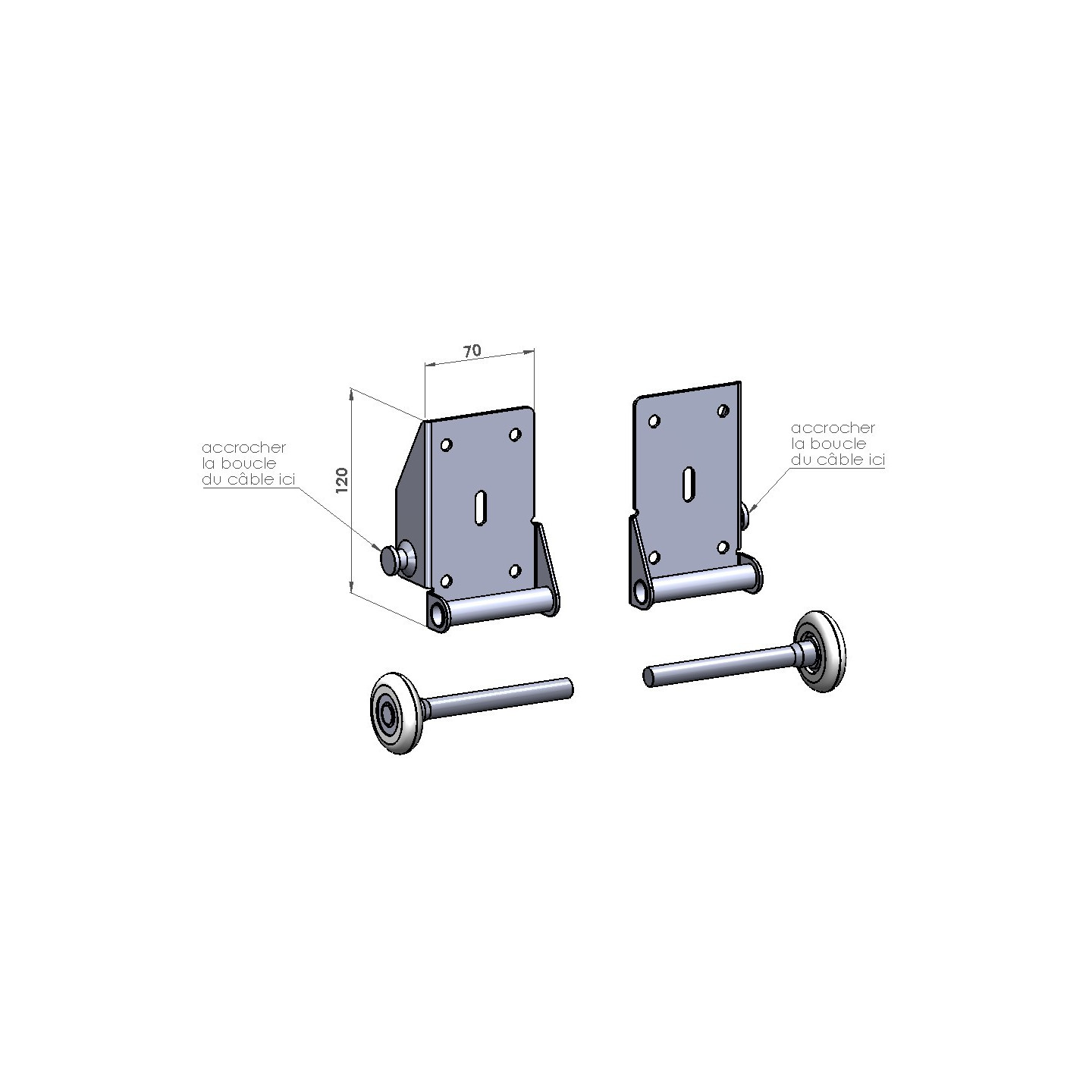 Supports roulettes sectionnelle du bas + roulettes (la paire)