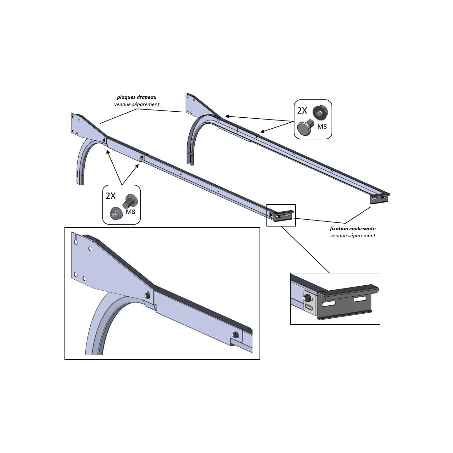 Petites courbes acier pour sectionnelle (la paire)