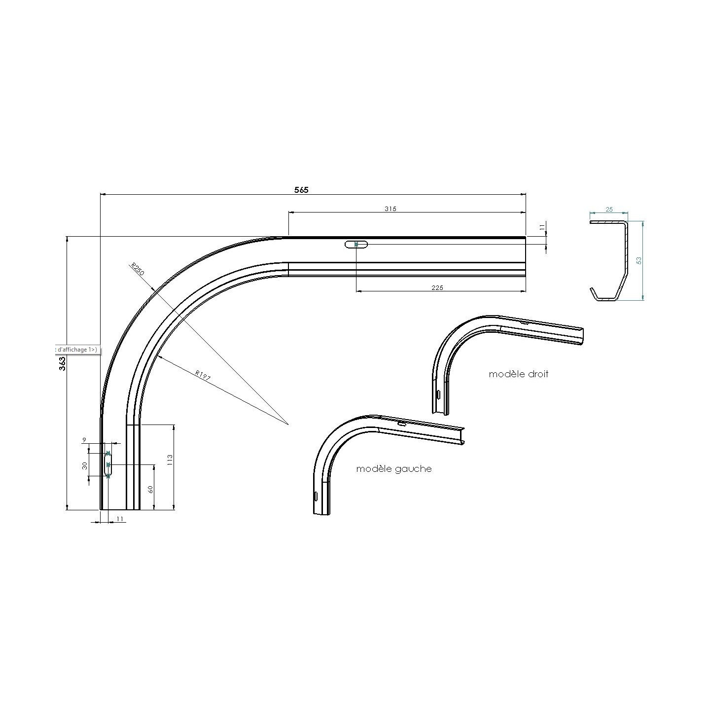 Petites courbes acier pour sectionnelle (la paire)
