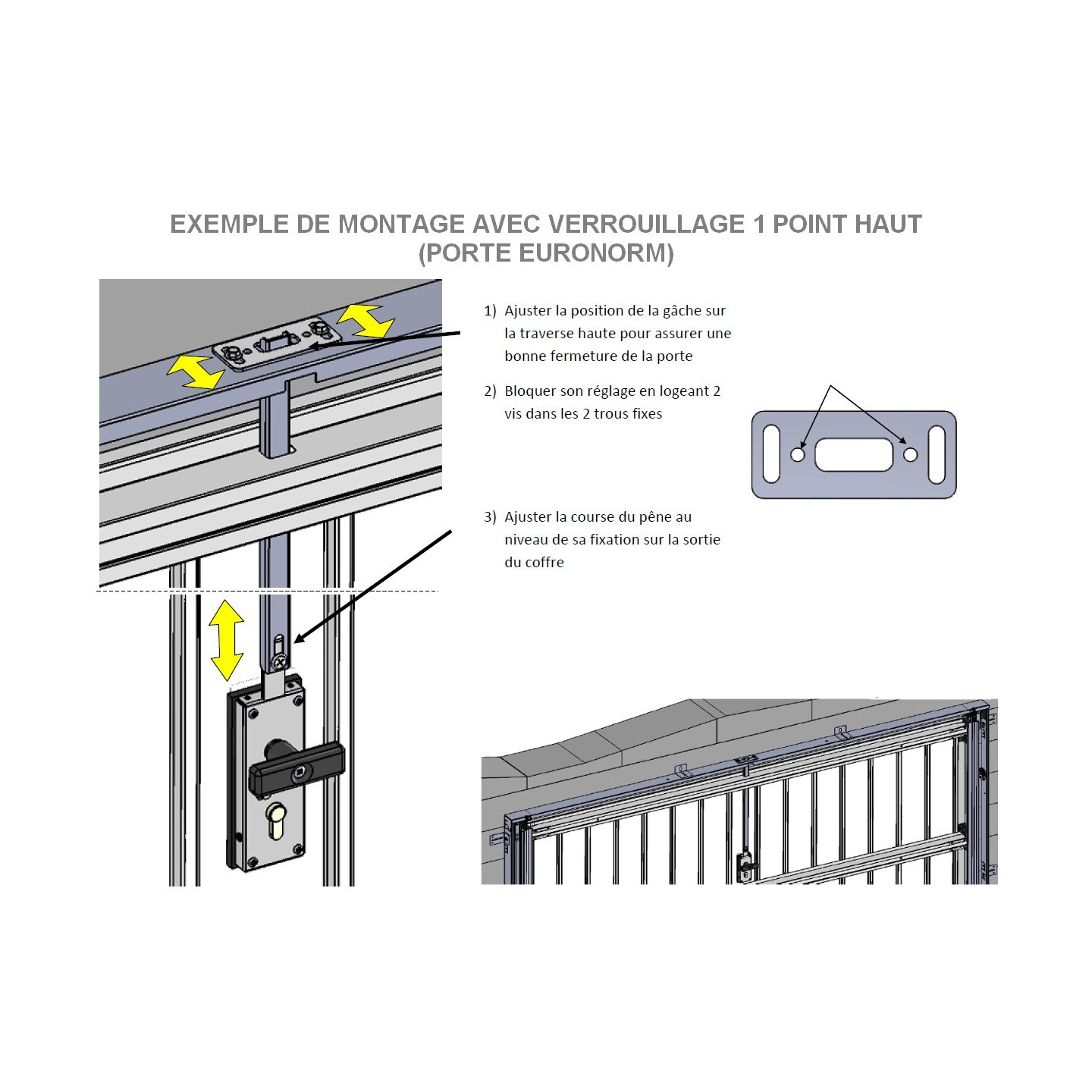 Pêne acier droit verrouillage 1 point