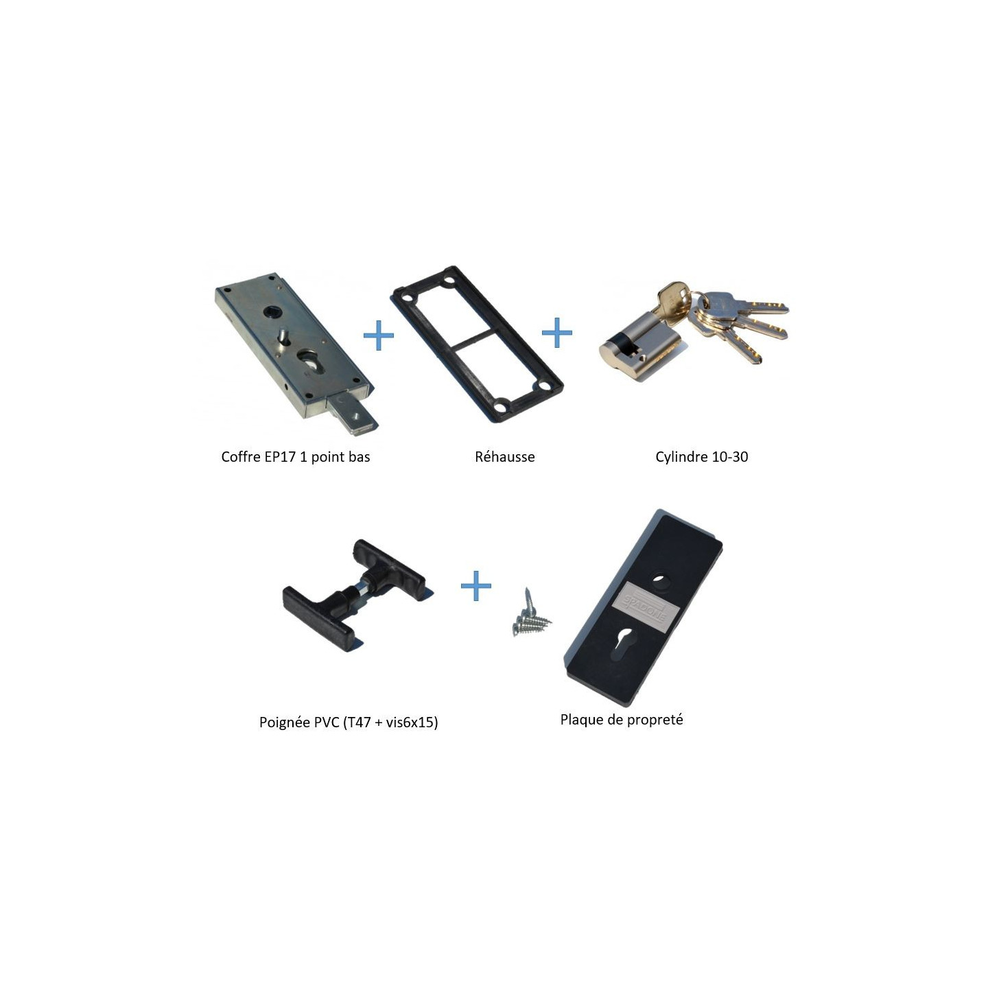 Kit serrure basculante porte monoparoi