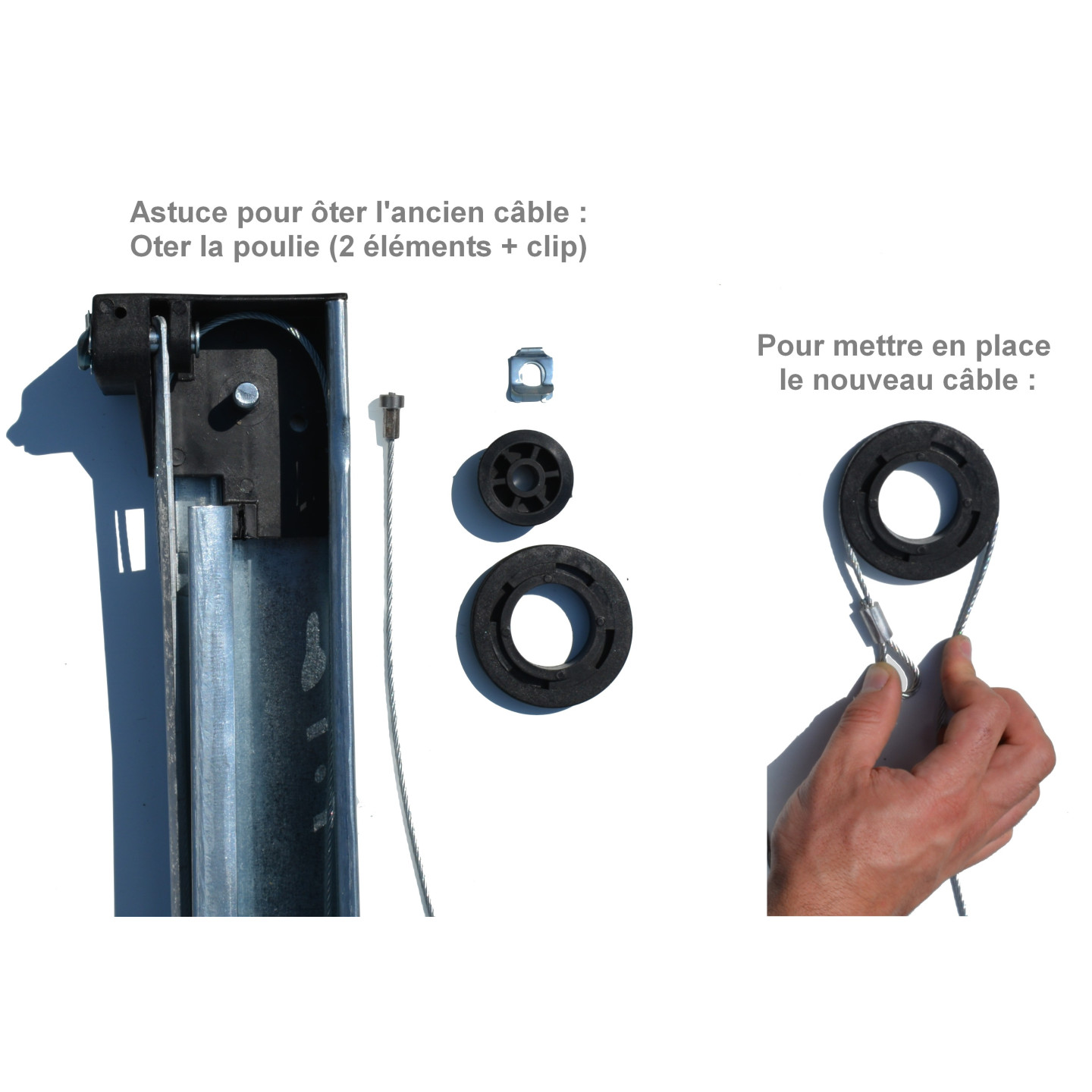 Poulie Fixe PVC EURONORM Diamètre 75 mm + clip (la paire)