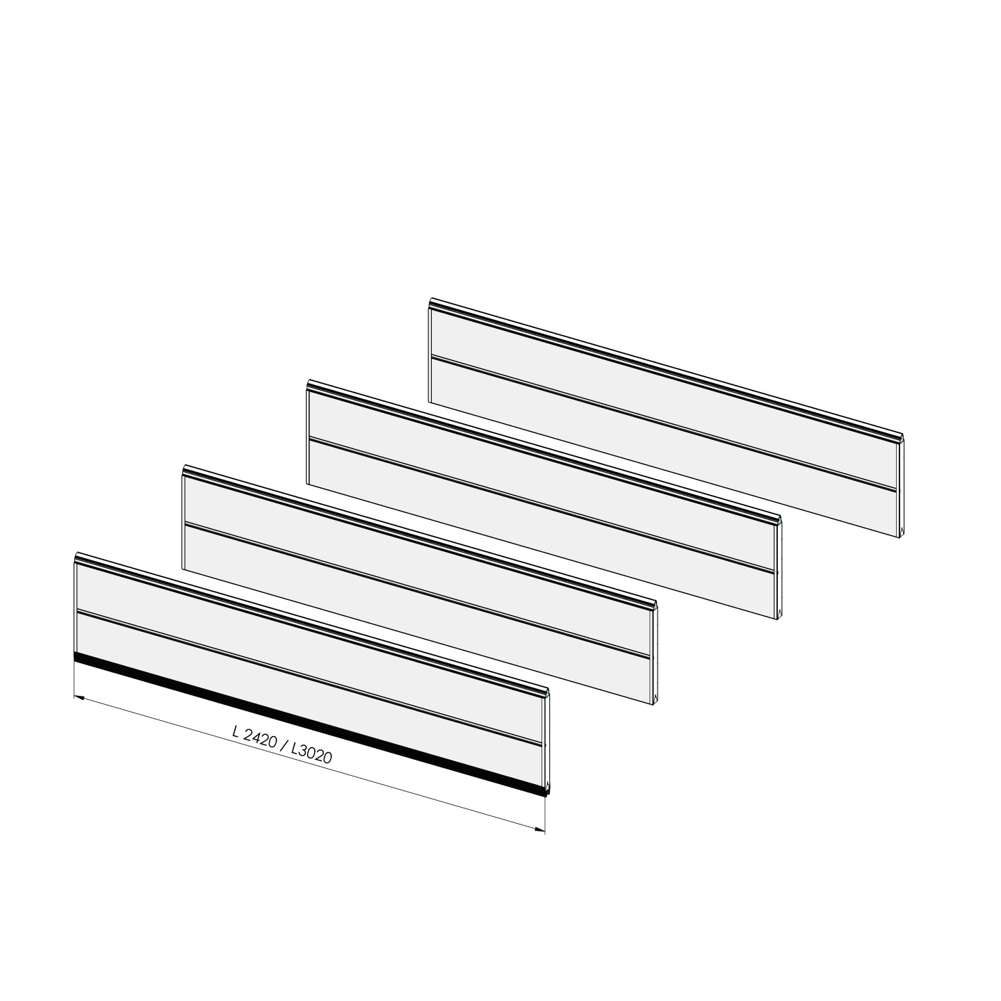 Lot de 4 panneaux RAINURE pour remplacement complet du tablier