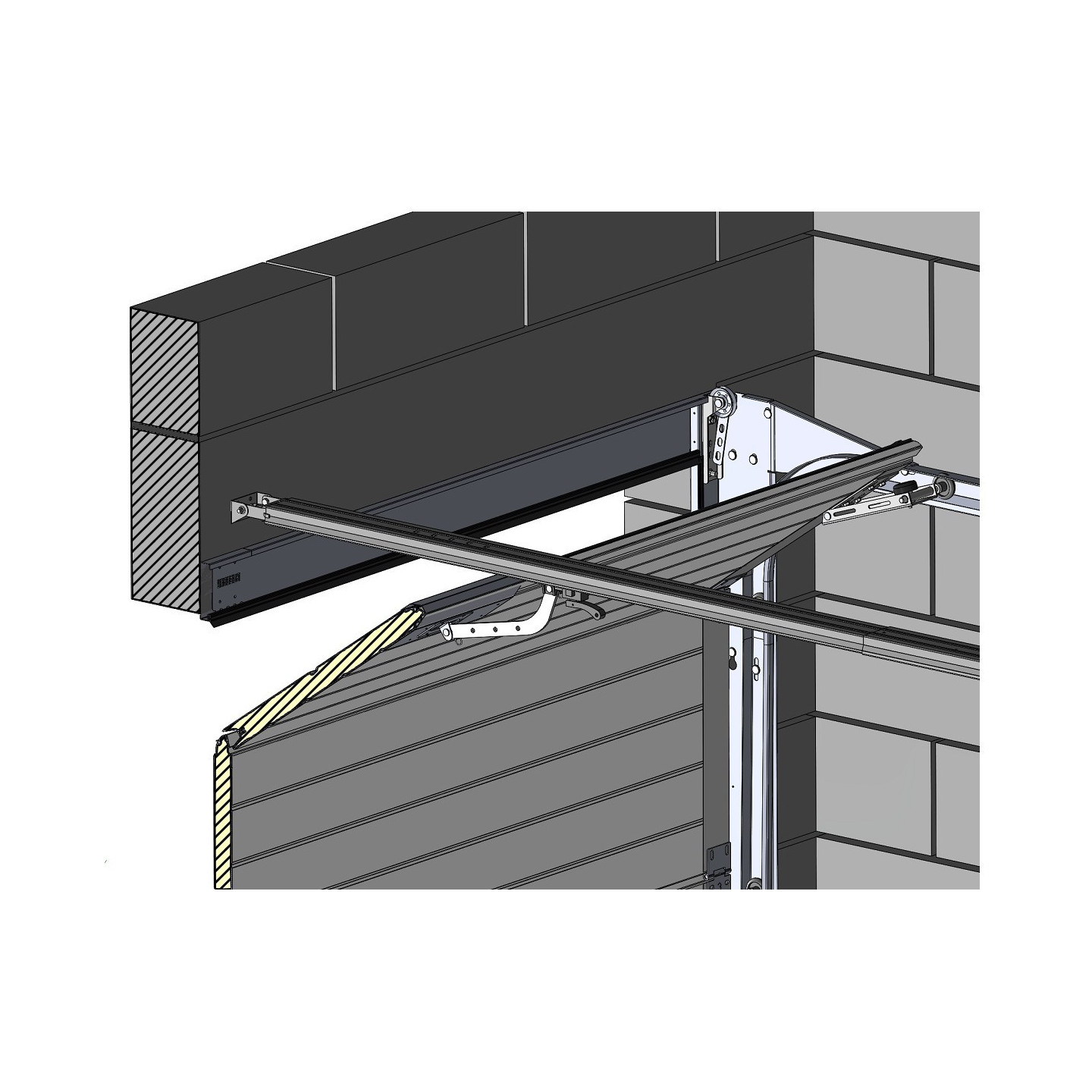 Bras de liaison moteur-porte coudé pour sectionnelle