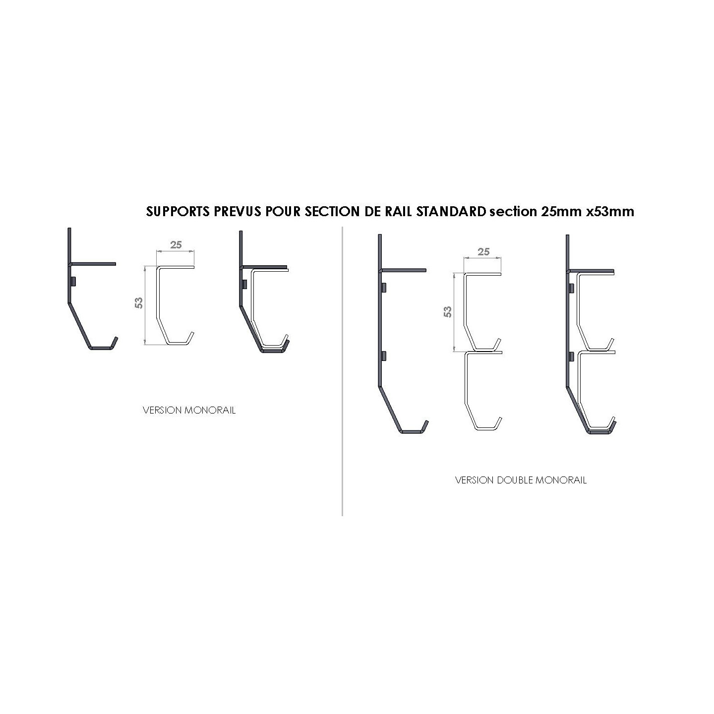 Équerre de suspente + Support rail