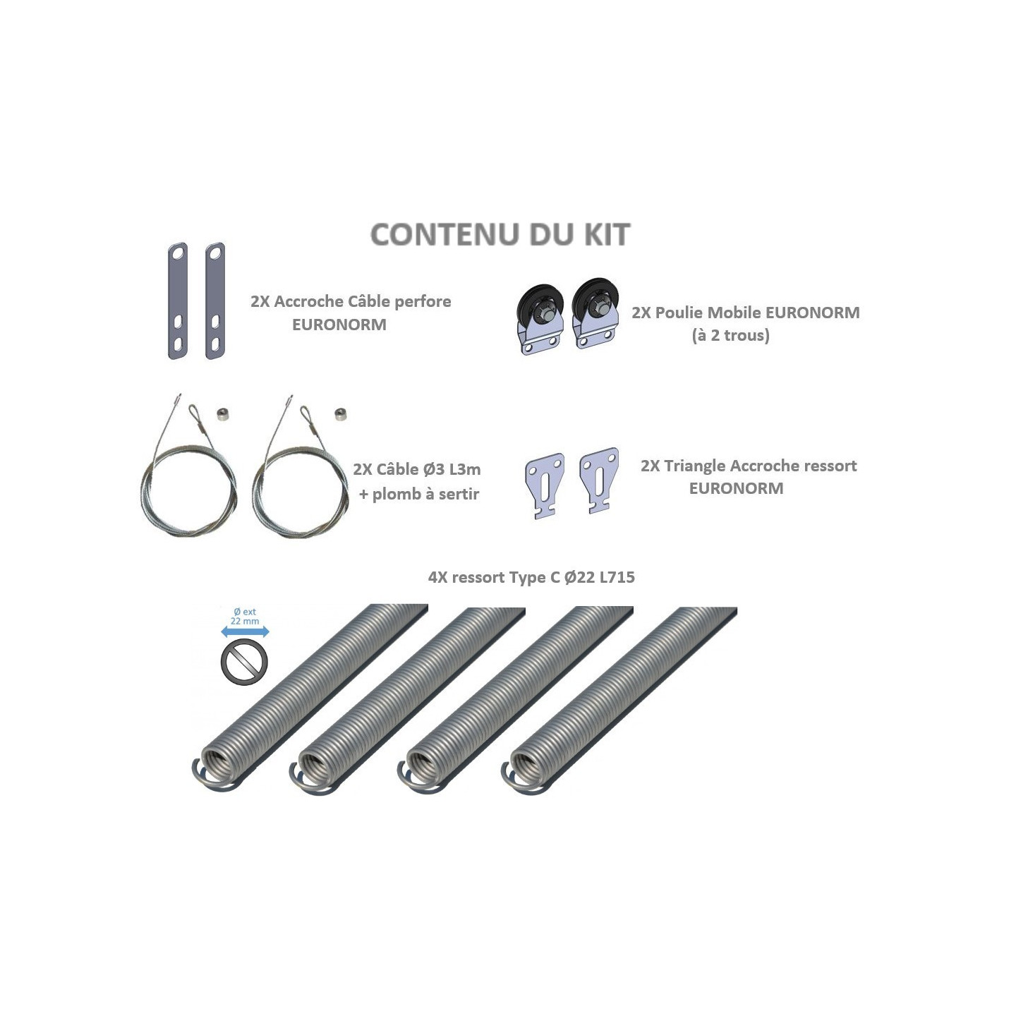 Ressort de remplacement Porte basculante EURONORM