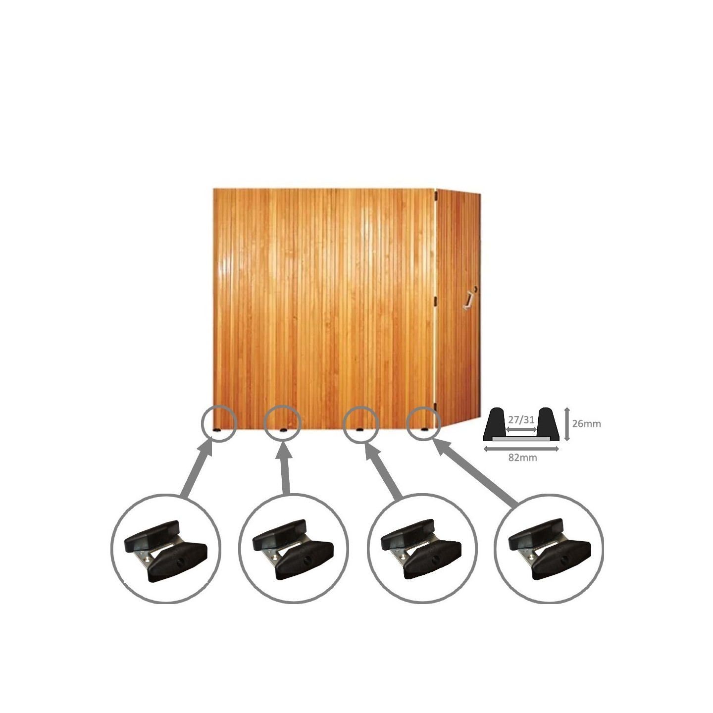 Sabot de guidage bas pour porte sectionnelle à deplacement latéral