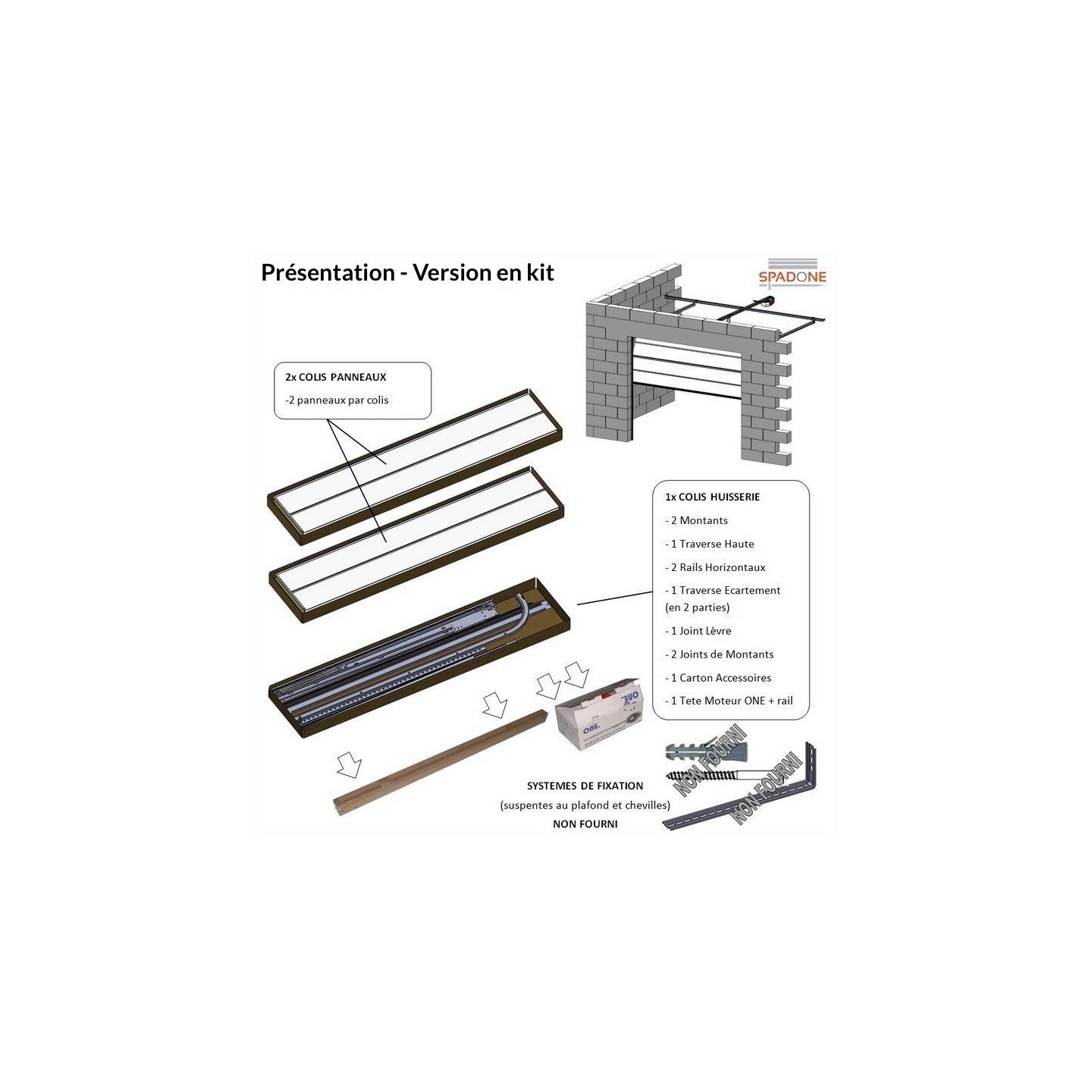 Porte de garage sectionnelle gris anthracite - livrée en kit