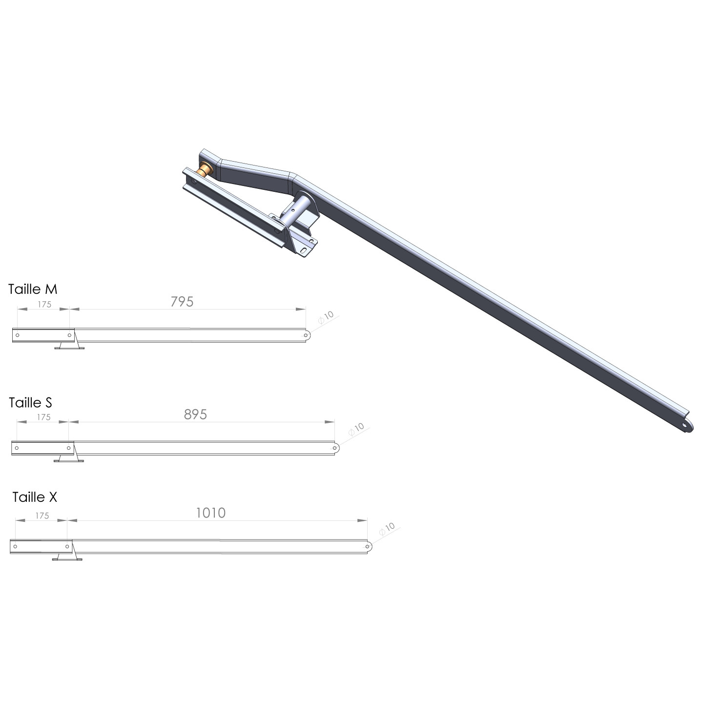 Bras reforcé de porte de garage basculante