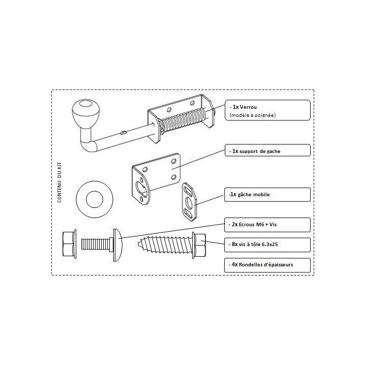 Additional wicket door lock kit
