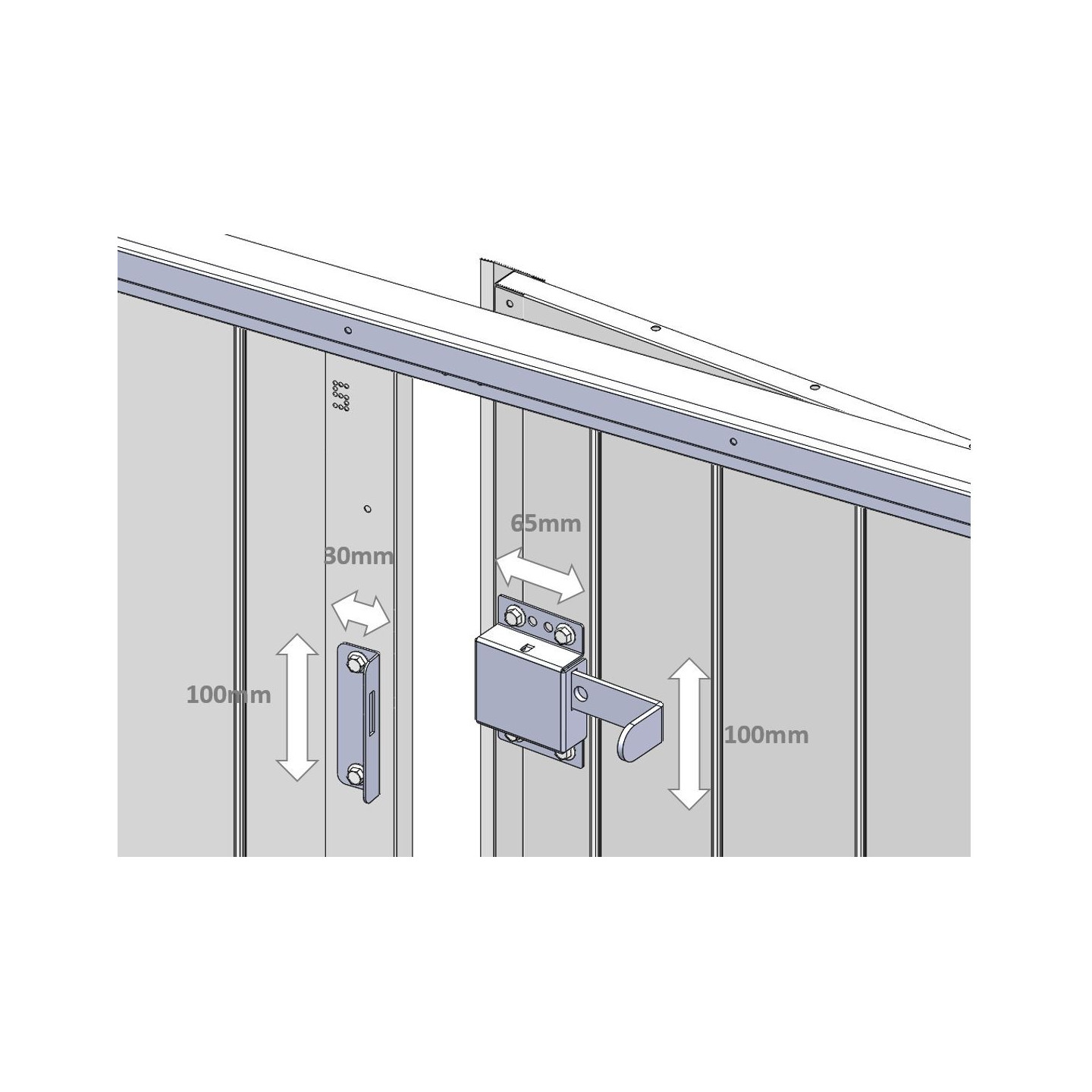 Verrou complémentaire carré avec gâche