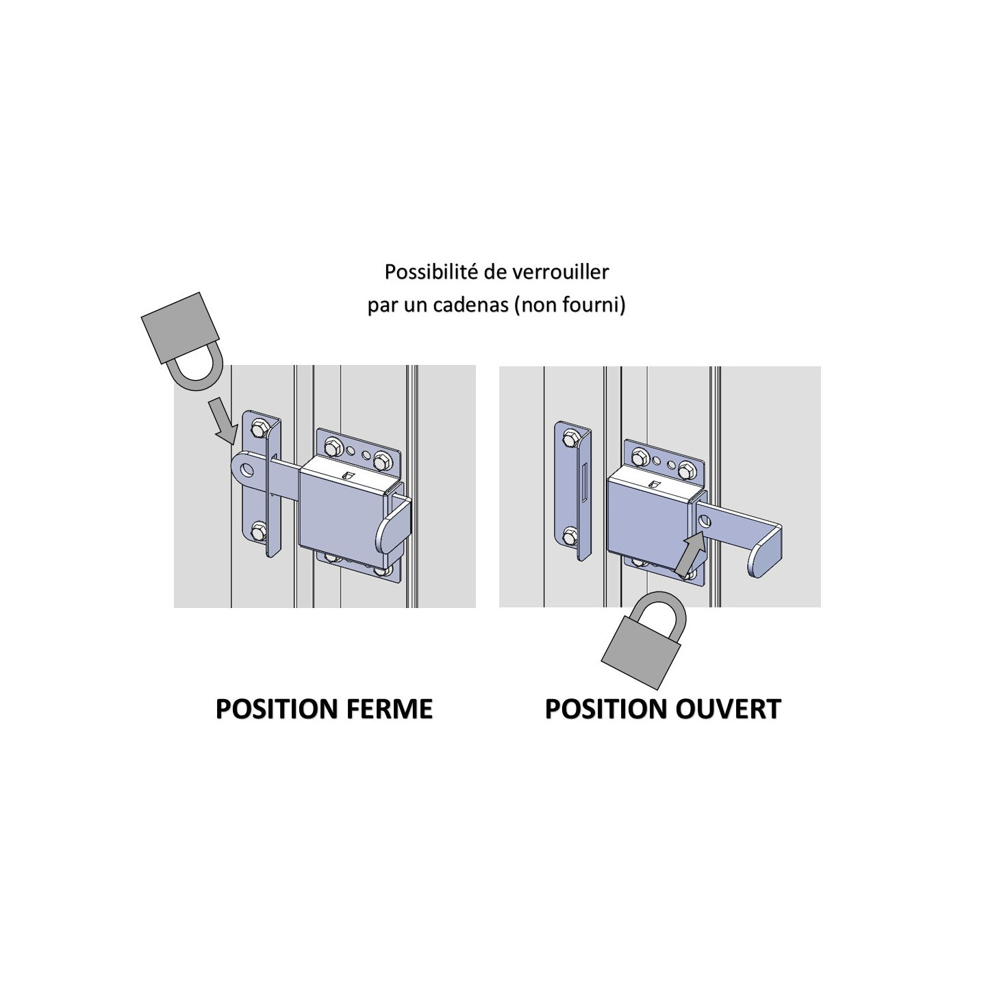 Verrou complémentaire carré avec gâche