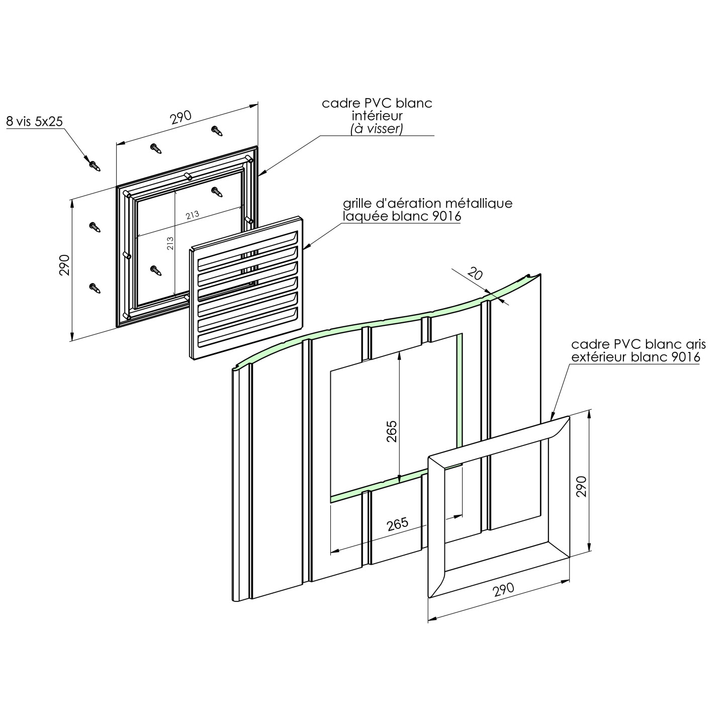 Grille d'aération porte de garage