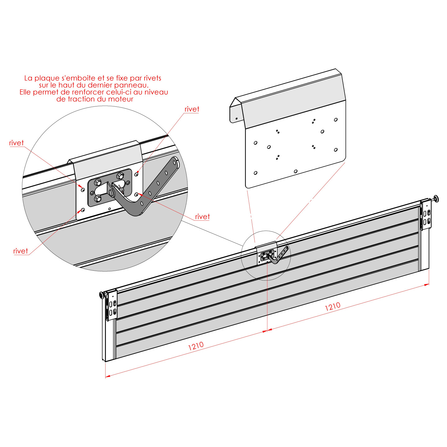 Plaque arrimage moteur pour Sectionnelle