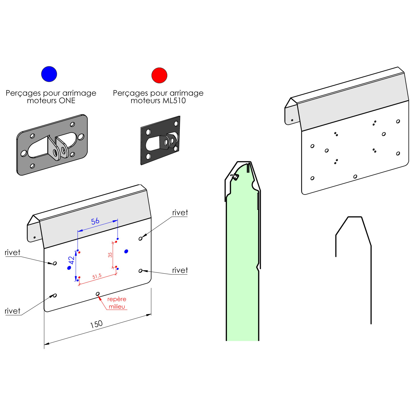 Plaque arrimage moteur pour Sectionnelle