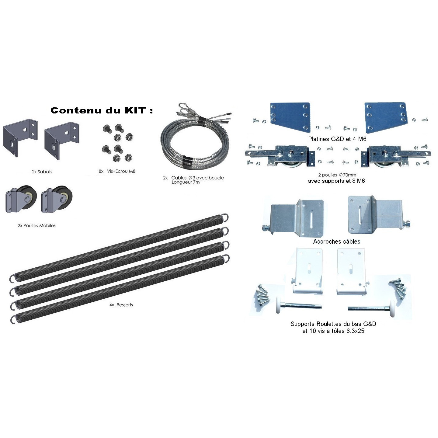 Kit de remplacement ressorts de TORSION porte isolée 40mm