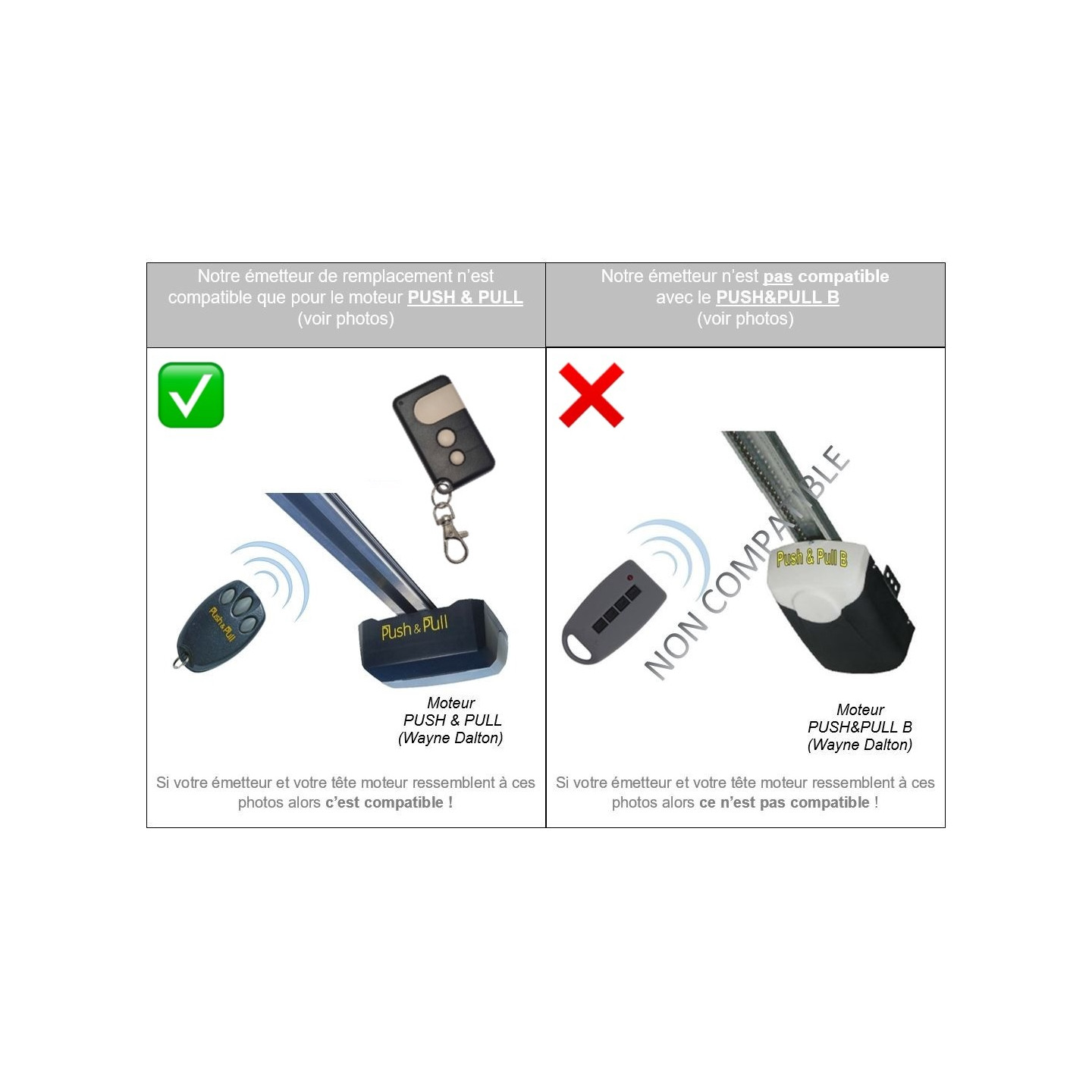 Emetteur pour moteur Wayne Dalton Push&Pull