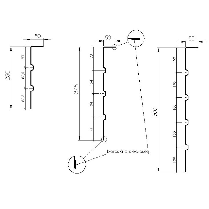 Cornières nervurées 2500
