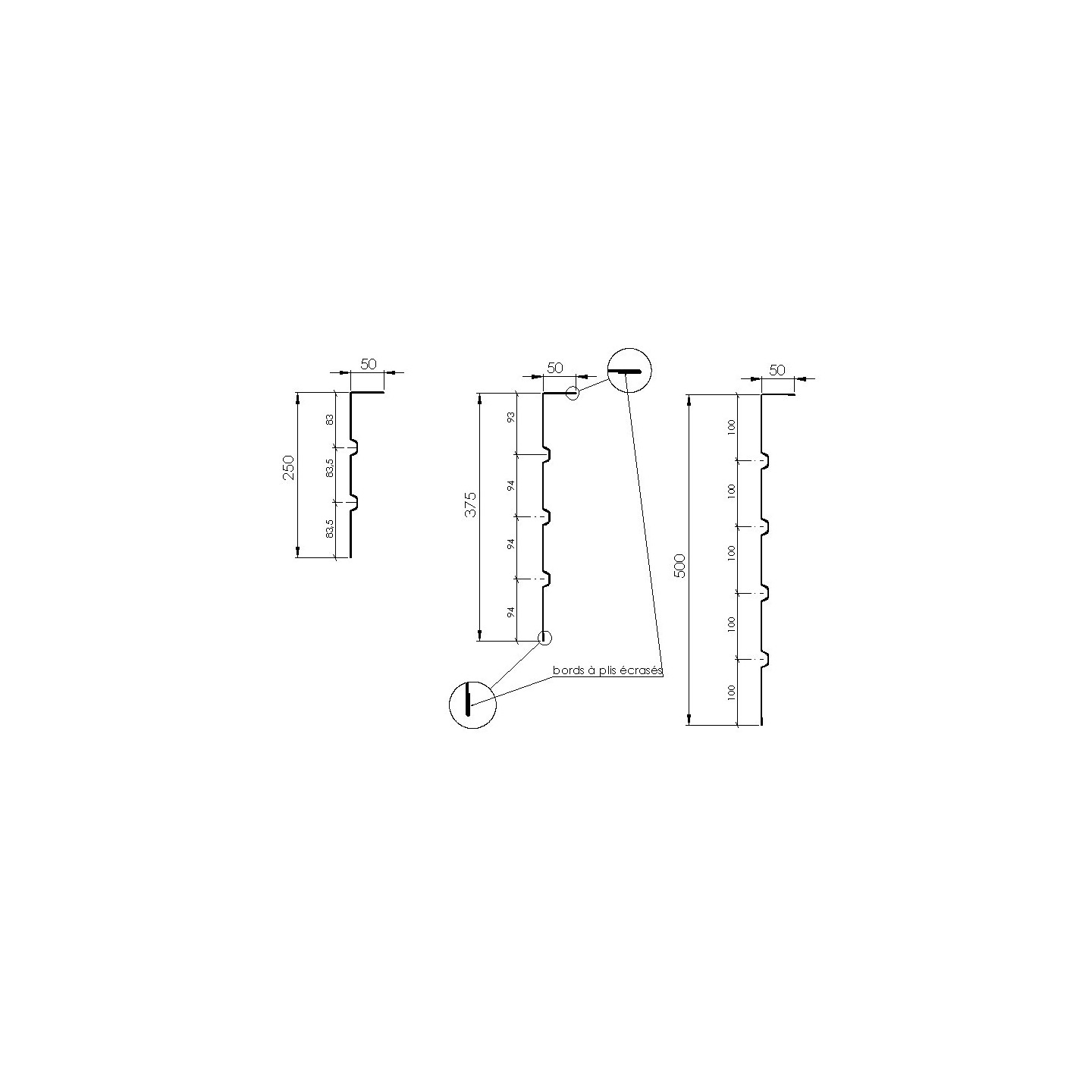 Cornières nervurées 2500